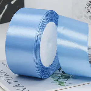 Elegant Light Blue Satin Ribbon Set, Multiple Sizes 0.6-5 Cm, Long 25 Yards, Perfect for Gifts, Weddings & Decorations, Gift Box Packaging