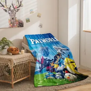 Game Palworld 3D Printed Flannel Blanket Sherpa Fleece Throw Warm Gift for Kids Adults Home Office
