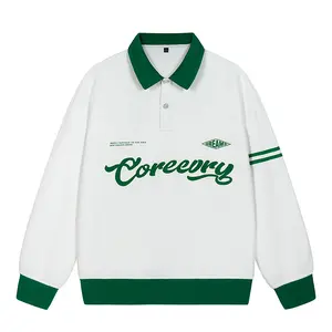 POLO sweatshirt for men, spring and autumn couple style long sleeved printed top, with a collared base shirt