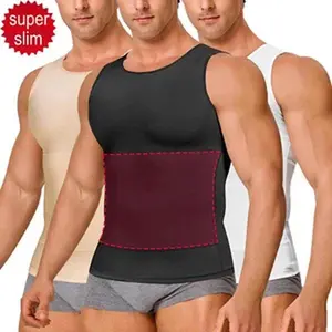 Men Compression Vest Body Shaper Tummy Control Shapewear Tank Top Breathable Workout Gym Fitness Undershirt Sleeveless Round Neck Running Sportswear Stretchy Quick Dry Athletic Training Muscle Tee Abs Abdomen Tight Comfortable Base Layer Tops