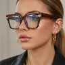 Women's Leopard Print Square PC Frame Glasses, Casual Stylish Glasses, Vintage Contrast Color Fashion Non-Prescription Eyewear, Unique and Stylish Design