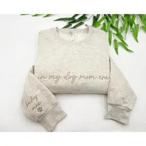 EMBROIDERED In My Dog Mom Sweatshirt Custom Dog Name On Sleeve Sweatshirt, Custom Shirt Gift For Dog Lover, New Dog Mom, Fur Mama, Mothers Day Gift