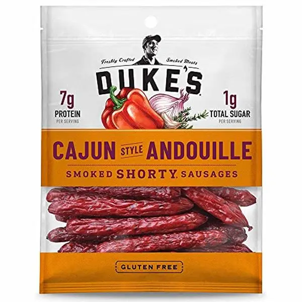 Duke's Pork Cajun Andouille Smoked Shorty Sausages, 7g Protein Per Serving, 5 oz. Duke's Pork Cajun Andouille Smoked Shorty Sausages, 7g Protein Per Serving, 5 oz.