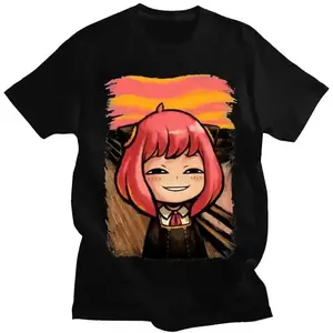 Summer Harajuku Retro Aesthetic T-shirt Japanese Anime Spy X Family Anya Forger Graphic Unisex Women's Printed Cotton T-Shirt