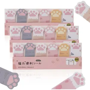 360 Sheets Cute Animals Sticker Bookmarks, 3 Packs Cat Paw Memo Pad Sticky Notes Self Adhesive Tab Notes Page Markers Flags Index Bookmark Marker Pad for Office School