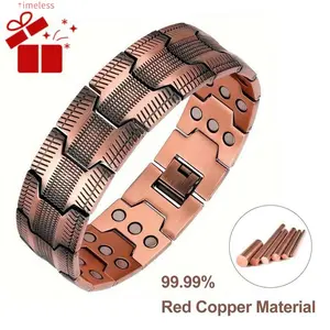 TimelessHalo Magnetic Therapy Bracelet for Men – 99.9% Pure Copper, 3500 Gauss Magnets, Adjustable with Tool, Hypoallergenic Wellness Jewelry, Strong Copper Bracelet,Great Gift for Him bezel tennis couple premium fold-over clasp high appearance threadtoni