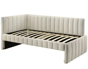Nardi Contemporary White Boucle Upholstered Twin Daybed with Trundle