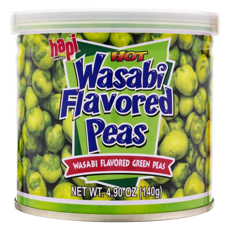 Hapi Snacks Dried Green Peas Crisp Puffed Snacks - Spicy Hot Wasabi Flavor - Made with Glutinous Rice Flour, Wheat Flour, Palm-Sunflower Oil Blend - 4.9 oz - JFC International Inc.