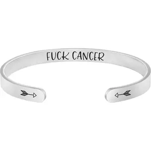 Breast Cancer Survivor Gifts for Women Empowerment Affirmation Encouragement Funny  Mantra Bracelets Personalized Engraved Stainless Steel Cuff Bracelet for Women