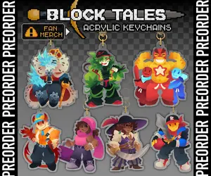 BLOCK TALES -Keychains: Cruel King, Griefer, Noobador, Red and Blue, Builderman, Hatred, Kyoko, Calypso, Player, Block Tales Charm, , Block Tales Roblox Keychain For Bag, Keyring, Gift