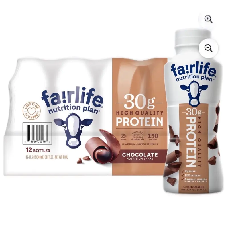 Nutrition plan high protein chocolate drink  12 pack - 30g protien - low sugar - lactose free - delicious fair life Beverage protein drink