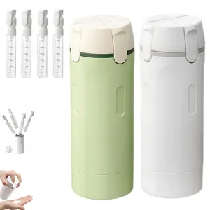 Portable 4-in-1 Travel Shampoo Dispenser Bottle, Leak-Proof Plastic Cosmetic Storage Container, Compact for Easy Carrying