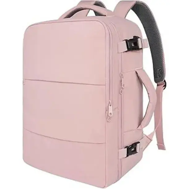 Deal - Travel Backpack for Women, Carry On Backpack with USB Charging Port & Shoe Pouch, TSA 15.6inch Laptop Mochila Flight Approved, Nurse Bag Casual Daypack for Weekender Business Hiking, Pink