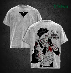 Hiromi Higuruma Washed Vintage Tee – Jujutsu Kaisen Deadly Sentencing Judgeman Graphic T-Shirt, Unisex Oversize Heavyweight Cotton Manga Streetwear Top