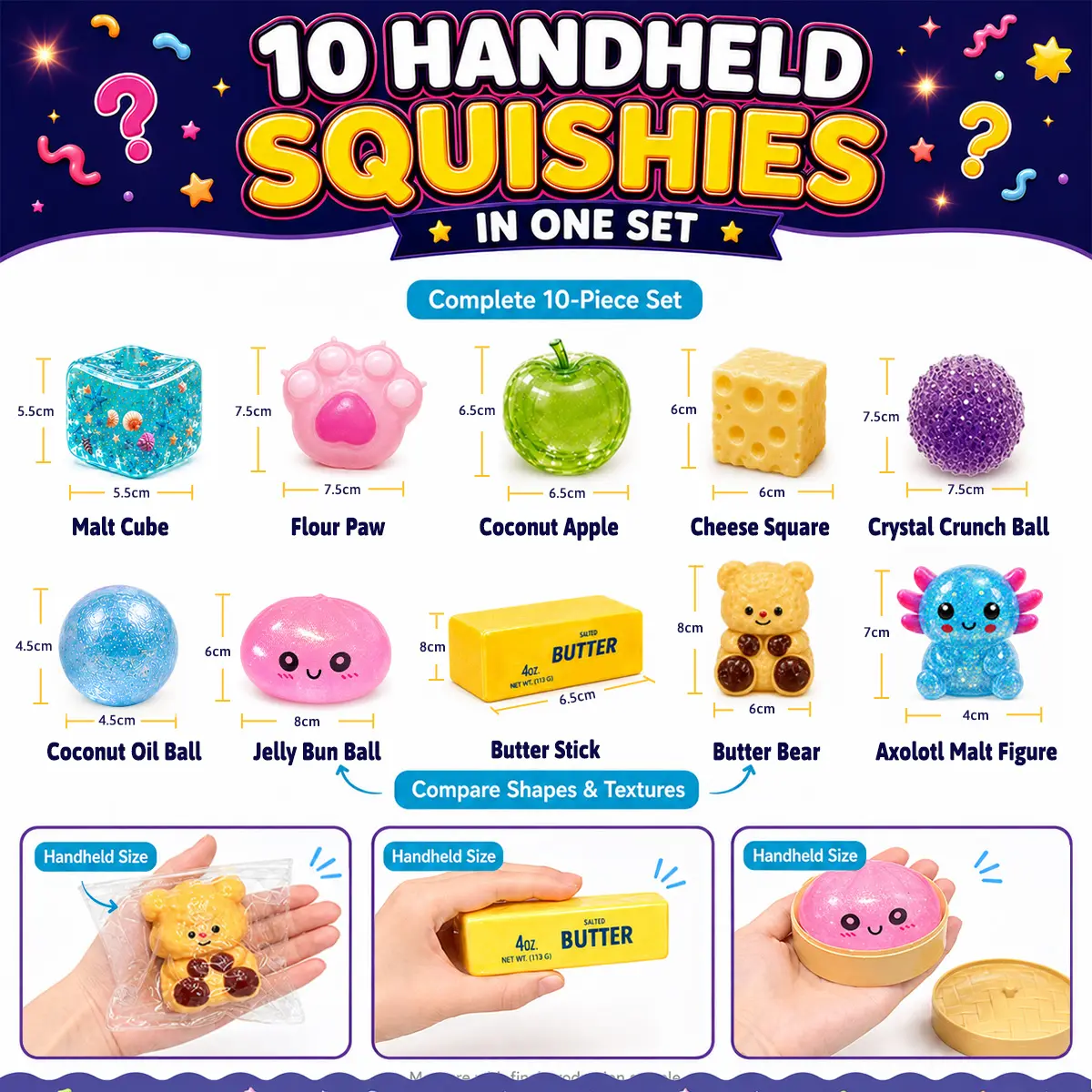 Handheld size squishy toy set