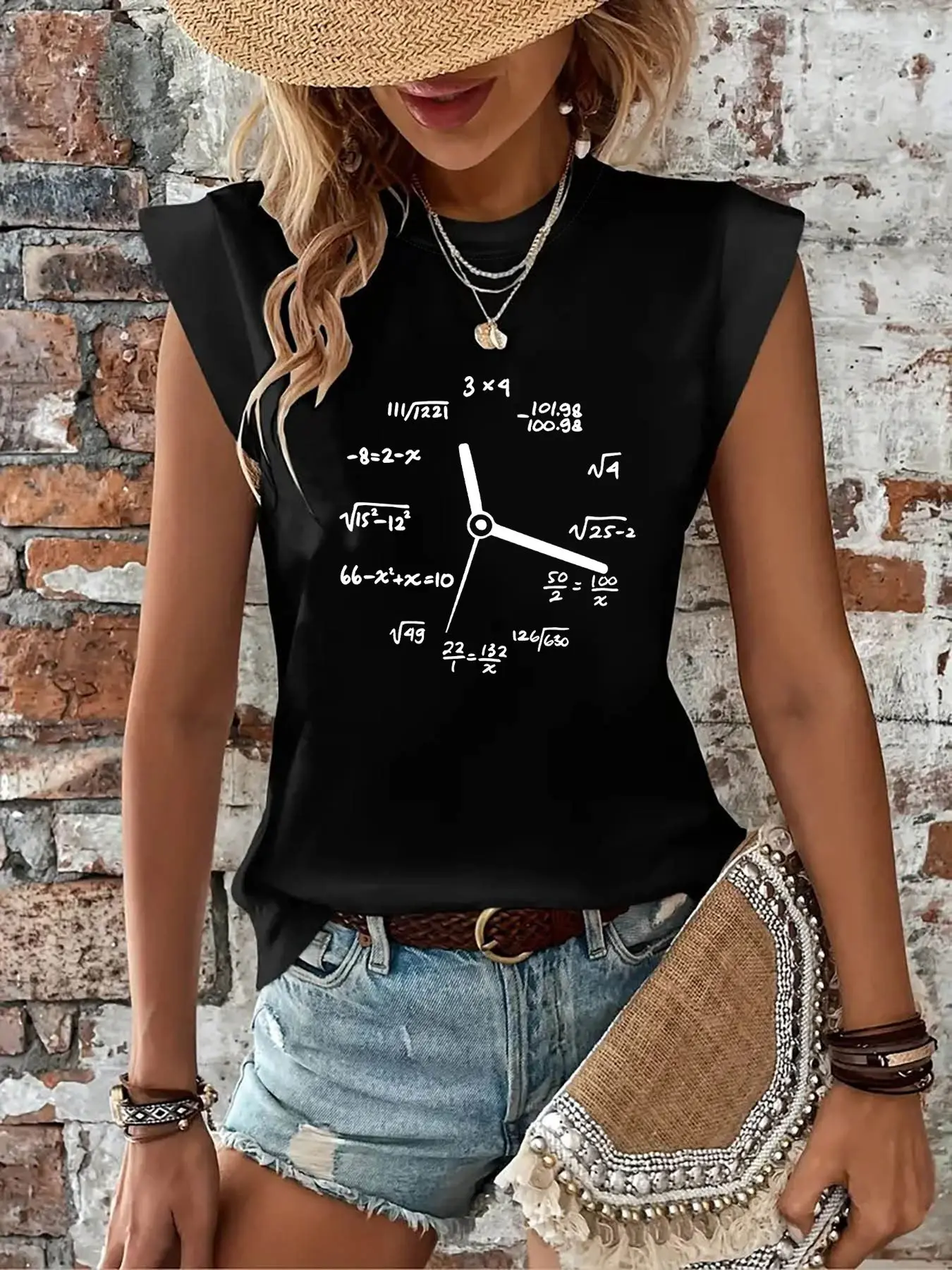 Women's Nerdy Math T-Shirt with Equation  Clock Gr unisex soft cotton short sleeve t shirt, vintage graphic casual tee for men women teens, perfect birthday holiday gift for camping travel gym daily street casual wear