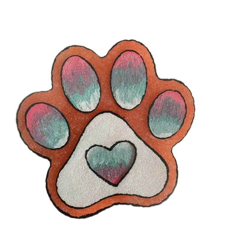 Tie Dye Paw Print Car Freshie with Colorful Heart Design for Pet Lovers