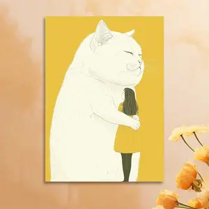 1pc(Framed Frameless Poster Optional), A canvas mural print with anime-themed designs featuring cute cat and feminine motifs., 2D flat canvas wall art, bedroom, office, living room, coffee shop, bar, wall decoration, Halloween, Christmas gift