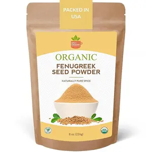 SPICY ORGANIC Fenugreek Powder - 8 OZ - USDA Certified Organic - Freshly Ground Indian Fenugreek Seeds for Hair, Tea & Robust Seasoning Spice in Cooking Natural Flavor