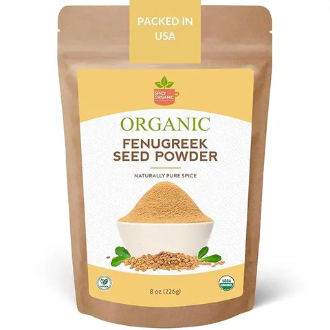 SPICY ORGANIC Fenugreek Powder - 8 OZ - USDA Certified Organic - Freshly Ground Indian Fenugreek Seeds for Hair, Tea & Robust Seasoning Spice in Cooking Natural Flavor