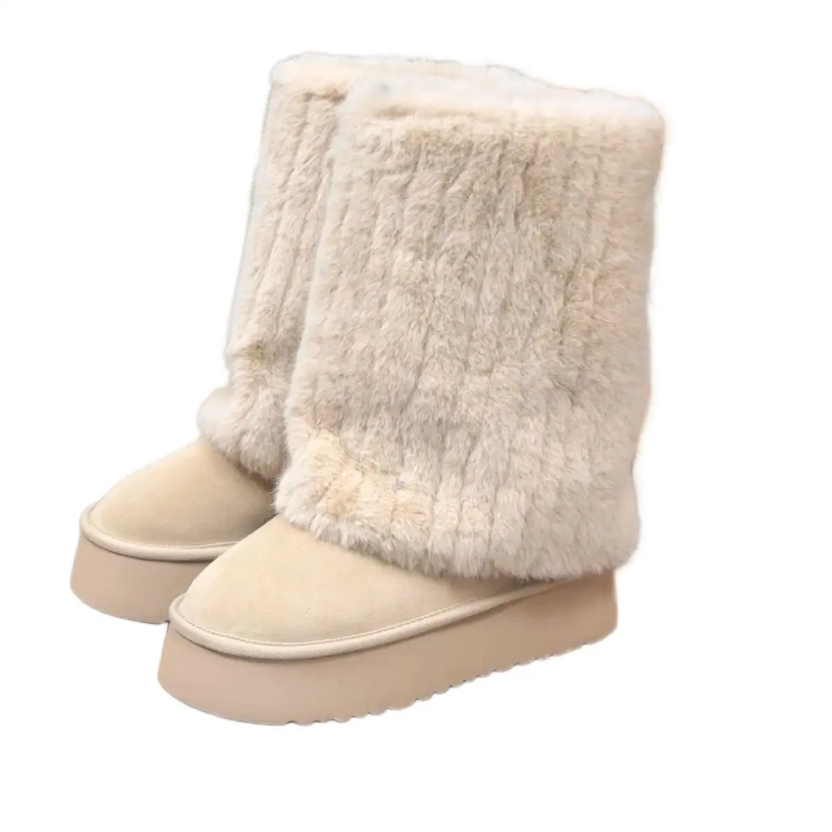 Winter Corduroy Sherpa Boots for Women Snow Faux Fur Lining Water Resistant Warm Snow Boots Slip On Memory Foam Comfort Booties FuzzyClassic