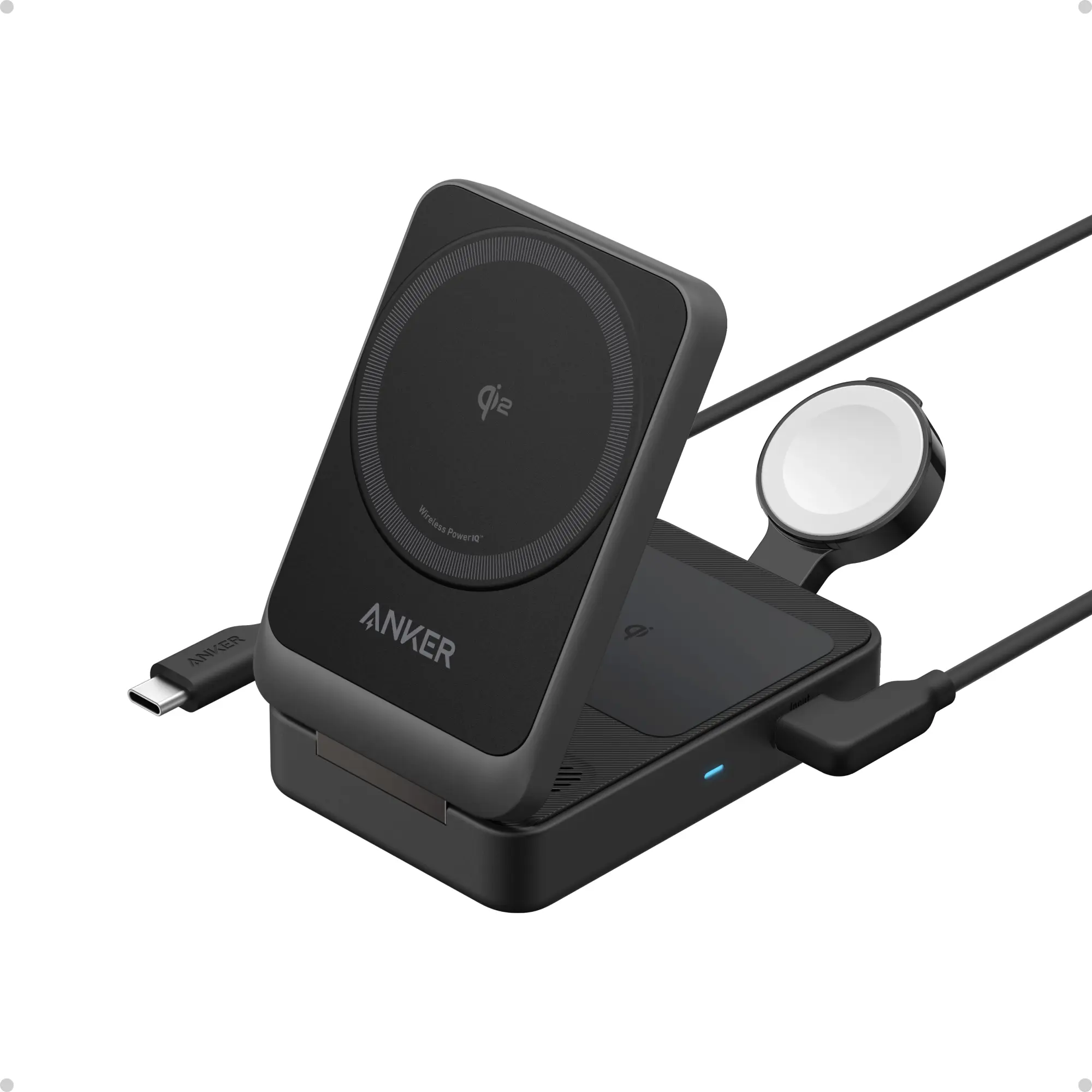Anker MagGo Qi2 3-in-1 Foldable Charging Station, 15W Wireless Charger for iPhone/AirPods/Apple Watch