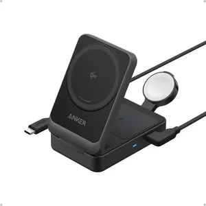 Anker MagGo Qi2 3-in-1 Foldable Charging Station, 15W Wireless Charger for iPhone/AirPods/Apple Watch