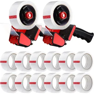 2-Pack Packing Tape Dispenser Guns with 12 Rolls of 2-Inch, 2.7 mil Heavy-Duty Packing Tape for storing shipping, moving, carton, and box sealing