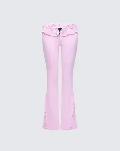 Ayra Pink Acid Wash Denim Flared Pants