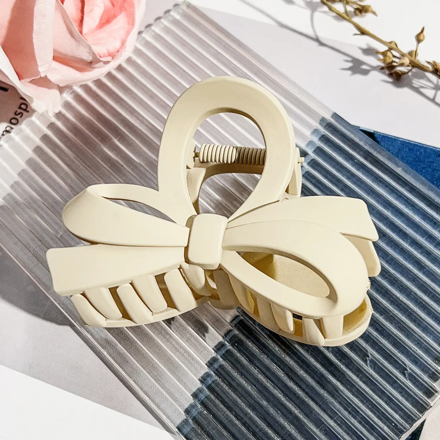 8cm bow   frosted light coffee