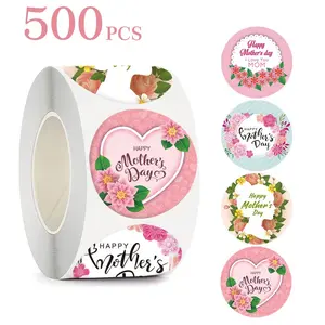 Mother's Day Decorative Sticker Roll, Floral Pattern Sticker, 500 Pieces Adhesive Labels, Perfect Gift Series, Ideal for Home Decoration & Gifts