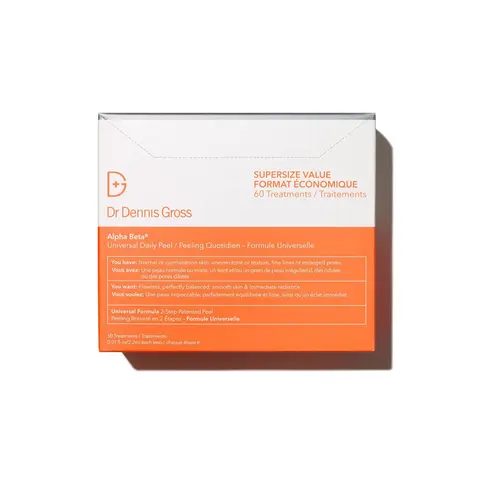 Dr. Dennis Gross Alpha Beta Universal Daily Peel 60-Pack Fragrance-Free Face Scrub & Peel - 2-Step Acne-Fighting, Firming, Radiance-Boosting Skin Repair Face Care Product with Alpha/Beta, Glycolic, Salicylic, Lactic Acids & Vitamin C for Oily Skin