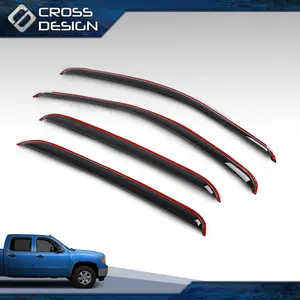 CROSSDESIGN Window Visors Vent Rain Guards Deflector Fit For 2007-14 Silverado/Sierra 1500 Crew 2500 3500 HD Crew(Not Fit Regular Cab/Double Cab)