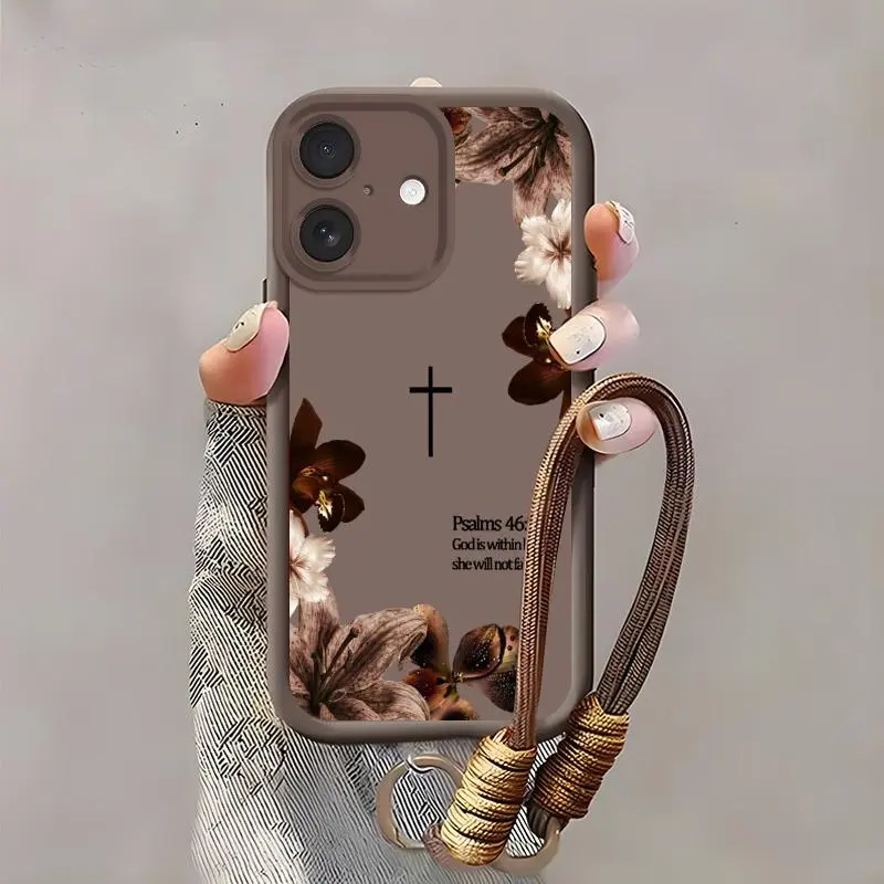 Suitable for [iPhone 17] high-end women's phone case🥰，a beautiful lanyard is included，Sophisticated Floral Patterns，drop-resistant and fingerprint-resistant YM99