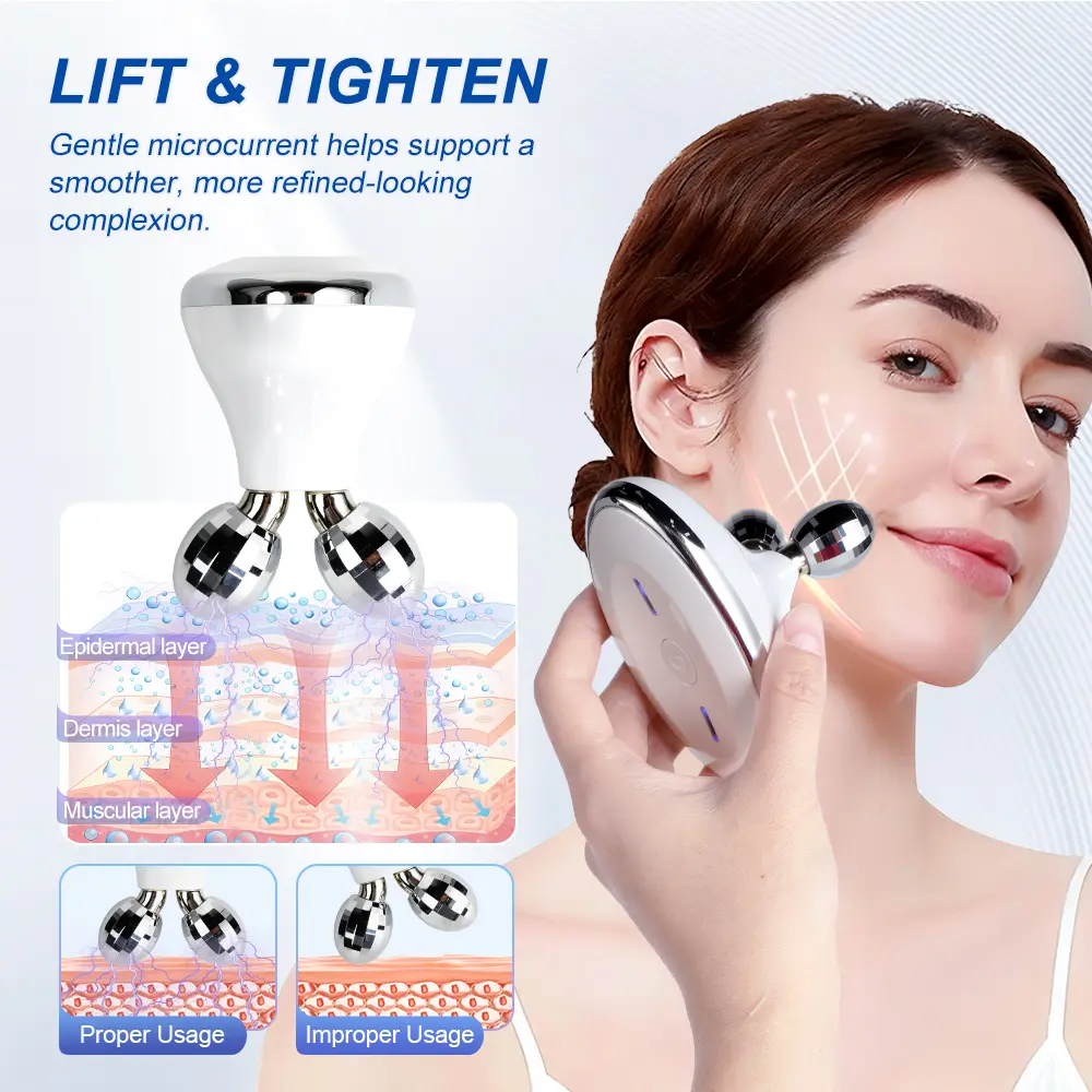White Facial Massager Wand - Face and Neck Sculpting Tool, 3 Modes, Easy to Use, Improves Absorption of Creams, All-Occasion Gift for Her (Beauty & Personal Care Facial Beauty Device)