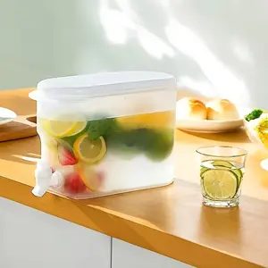 Large Capacity Plastic Beverage Dispenser with Faucet, Refrigerator-Friendly Cold Water Jug, Ideal for Iced Tea, Lemonade, Fruit Infusions
