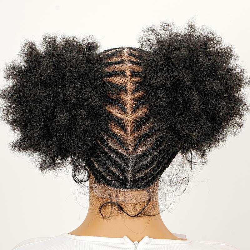 Supernova Pre-Styled Braided Wig Afro Ponytail Full Lace Braided Wig Synthetic Hair