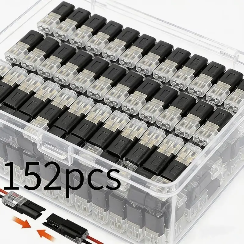 152pcs 2-Pin 2-Way LED Wire Connectors, Quick-Connect Latches, Low-Voltage (Up to 36V) Plug-And-Play Cable Connectors, Compact And Durable with Locking Latches, Suitable for Lighting, Outdoor Wiring, Electricians, And Installers