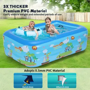 Swimming Pool For Kids Adults 60" X 45" X 20" Family Kiddie Pool, Blow Up Pool Above Ground For Beach, Outdoor, Backyard, Garden, Summer Water Party