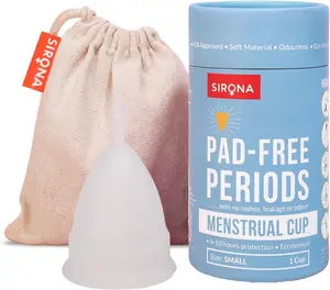 Sirona Reusable Menstrual Cup - Small Size | Ultra-Soft, Odor-Free, Rash-Free Medical-Grade Silicone with Pouch | Leak-Proof Period Cup for Heavy & Light Flow | Tampon & Pad Alternative | Pack of 1