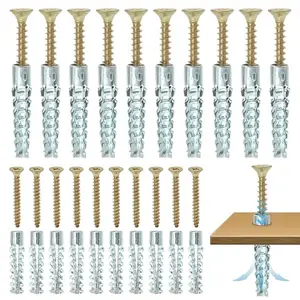 50 Piece Toothed Metal Wall Plugs, Lightweight Iron Expansion Screw Kit, Ideal for Light Brick and Hollow Wall Installation, Anchor Screws