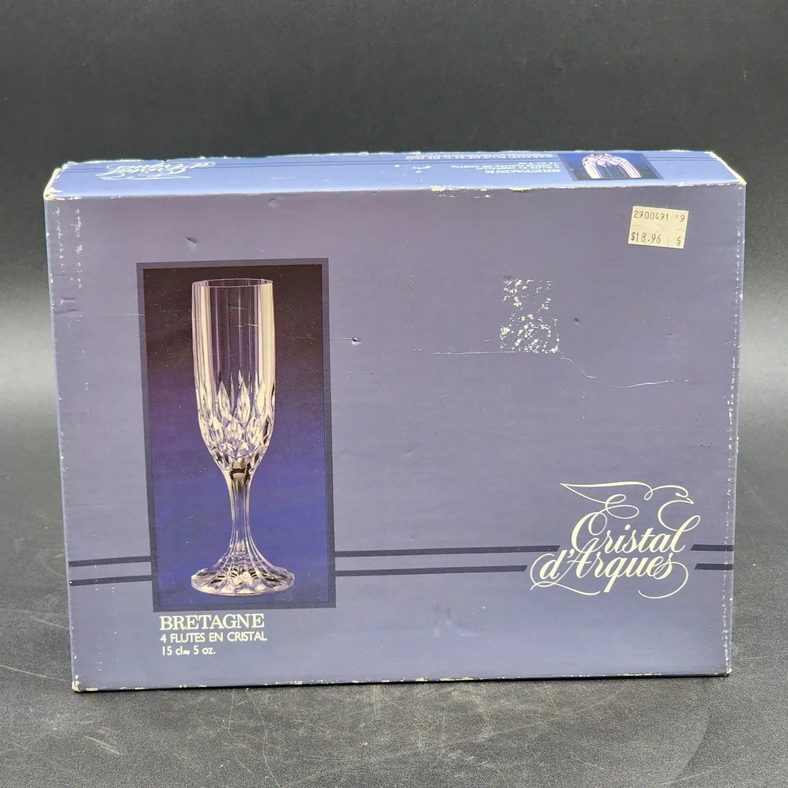 4 Cristal d’Arques Bretagne Champagne Flutes 5 oz Crystal Vintage France NIB