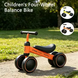 Four-Wheel Balance Bike, Anti-Tip Silent Wheels, Baby Walker, Safe Scooter, 12-36 Months, Gift for Boys Girls