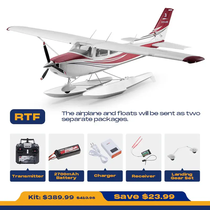 FMS Hobby Remote Control Airplane, 1500mm Cessna 182 RTF RC Airplane with Float, Rc Airplanes