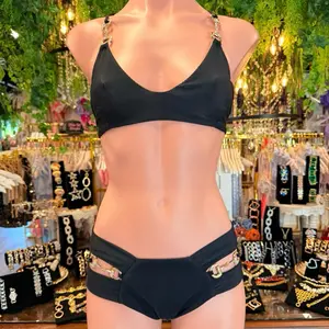 Black Ribbed Bikini Set