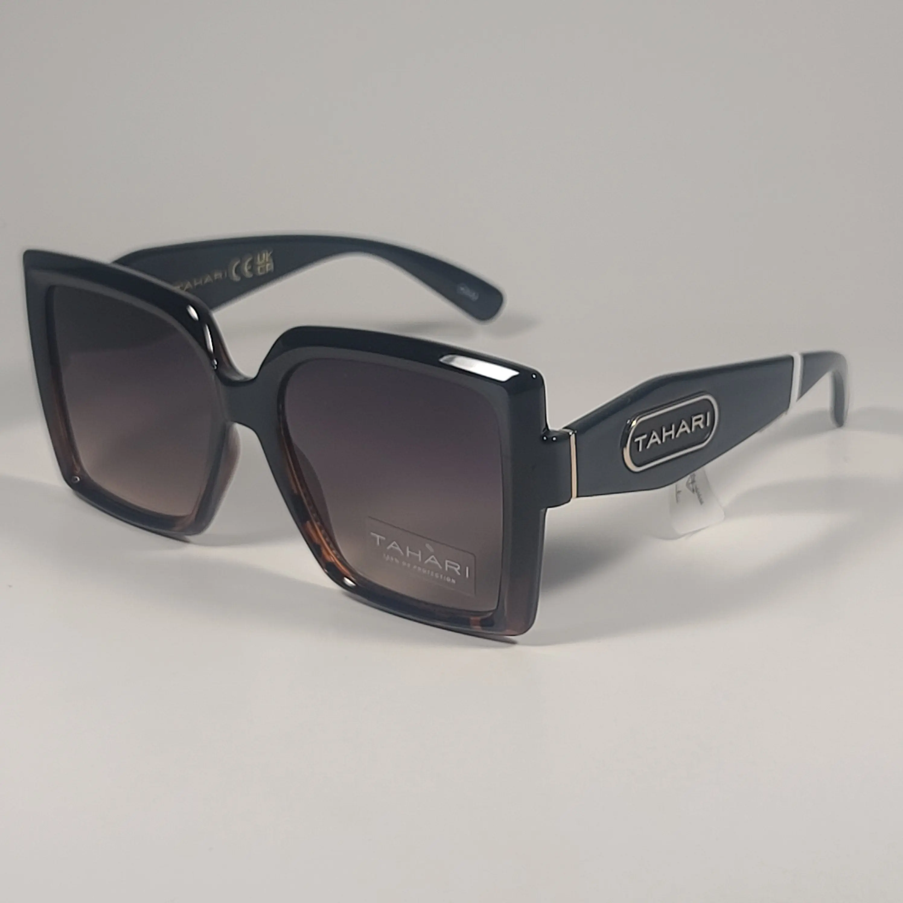 Tahari TH916 OXTS Oversize Butterfly Sunglasses Black Brown Tortoise Gradient