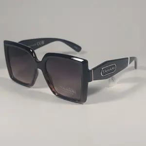 Tahari TH916 OXTS Oversize Butterfly Sunglasses Black Brown Tortoise Gradient