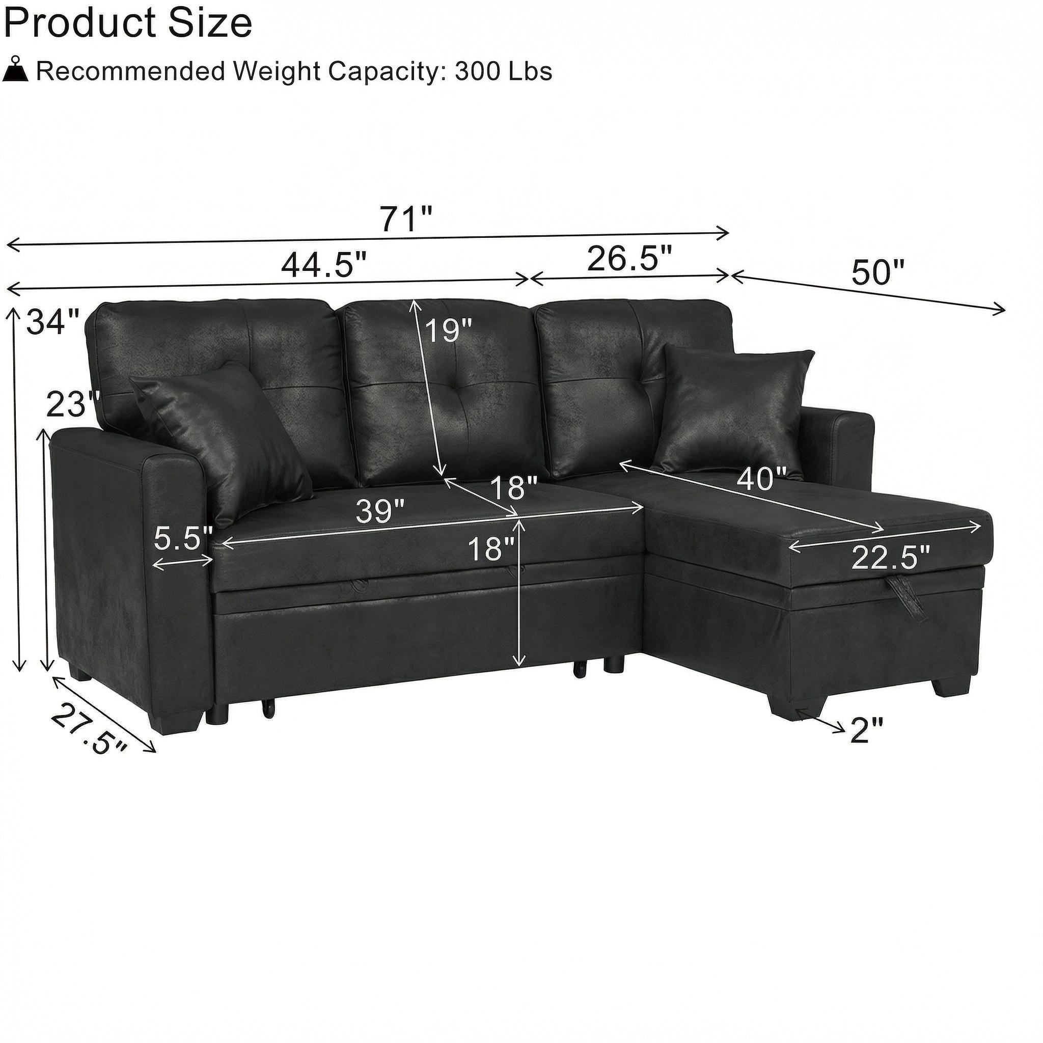 Niccae Sleeper Sofa, Sectional with Pull-Out Bed, Reversible Chaise, Storage Sectional, Black breathable fabric, Small Space Solution, Convertible Sofa Bed, Living Room Furniture, L-Shaped Sofa couch huge Niccae Sleeper Sofa, Sectional with Pull-Out Bed, Reversible Chaise, Storage Sectional, Black breathable fabric, Small Space Solution, Convertible Sofa Bed, Living Room Furniture, L-Shaped Sofa couch huge