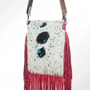 American Darling Messenger Hand Tooled Hair On Genuine Leather Western Women Bag Handbag Purse | Cute