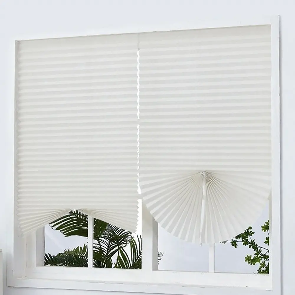 No Drill Pleated Window Blinds, Self-Adhesive Temporary Shades with Blackout or Light Filtering Options for Home, Bedroom & Apartment